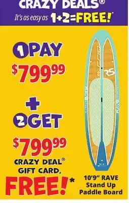 Ocean State Job Lot 10'9 RAVE Stand Up Paddle Board offer