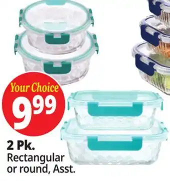 Ocean State Job Lot Home Living Glass Storage Containers With Lid 2pk 21.6 oz./35.1 oz offer