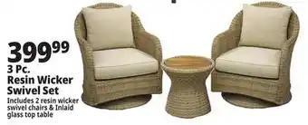Ocean State Job Lot 3-Piece Resin Wicker Swivel Bistro Set offer