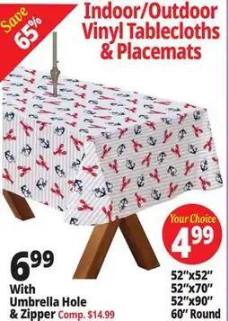 Ocean State Job Lot Indoor/Outdoor Vinyl Tablecloths in & Placemats offer