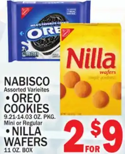 C Town NABISCO •OREO COOKIES 9.21-14.03 OZ. PKG •NILLA WAFERS 1 OZ. BOX offer