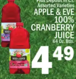 C Town APPLE & EVE 100% CRANBERRY JUICE offer