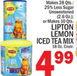 C Town LIPTON LEMON ICED TEA MIX 18 Oz. Cnstr offer