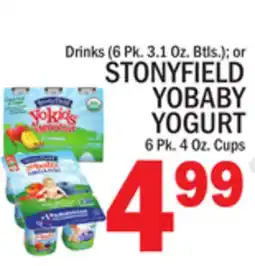 C Town STONYFIELD YOBABY YOGURT 6 Pk. 4 Oz. Cups offer
