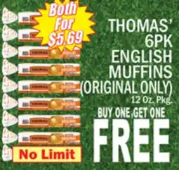 C Town THOMAS' 6PK ENGLISH MUFFINS (ORIGINAL ONLY) offer