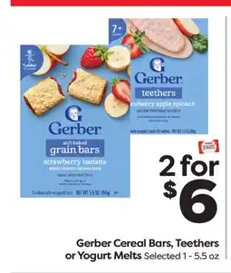 Weis Markets Gerber Cereal Bars, Teethers or Yogurt Melts offer