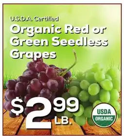 DeCicco & Sons Organic Red or Green Seedless Grapes offer