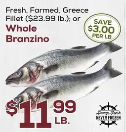 DeCicco & Sons Fresh, Farmed, Greece Fillet ($23.99 lb.) or Whole Branzino offer