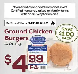 DeCicco & Sons Ground Chicken Burgers offer