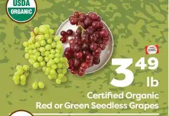 Weis Markets Certified Organic Red or Green Seedless Grapes offer