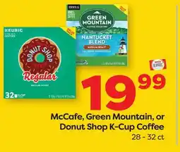Weis Markets McCafe, Green Mountain, or Donut Shop K-Cup Coffee offer