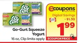 Weis Markets Go-Gurt Squeeze Yogurt offer
