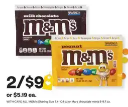 CVS ALL M&Ms Sharing Size 7.4-10.1 oz or Mars chocolate minis 8-9.7 oz offer