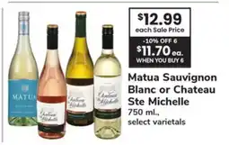 ACME Matua Sauvignon Blanc or Chateau Ste Michelle offer