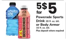 ACME Powerade Sports Drink 28 fl. oz., btl. or Body Armor 16 fl. oz., btl offer