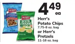 ACME Herr's Potato Chips 7.75-8 oz. bag or Herr's Pretzels 11-16 oz. bag offer