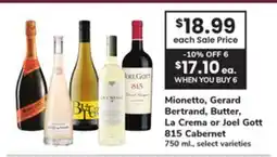ACME Mionetto, Gerard Bertrand, Butter, La Crema or Joel Gott 815 Cabernet offer