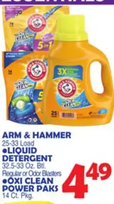 Bravo Supermarkets ARM & HAMMER LIQUID DETERGENT, OXI CLEAN POWER PAKS offer