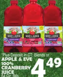 Bravo Supermarkets APPLE & EVE 100% CRANBERRY JUICE offer