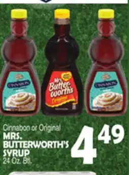 Bravo Supermarkets Cinnabon or Original MRS. BUTTERWORTH'S SYRUP offer