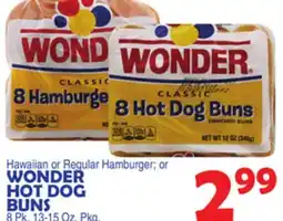Bravo Supermarkets Hawaiian or Regular Hamburger or WONDER HOT DOG BUNS offer