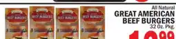 Bravo Supermarkets GREAT AMERICAN BEEF BURGERS offer