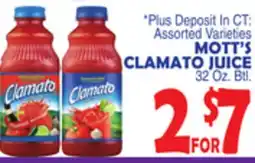 Bravo Supermarkets MOTT'S CLAMATO JUICE offer