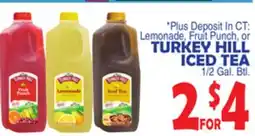 Bravo Supermarkets Lemonade, Fruit Punch, or TURKEY HILL ICED TEA offer