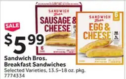 Stop&Shop Sandwich Bros. Breakfast Sandwiches offer