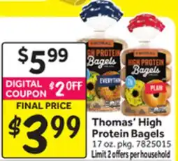 Stop&Shop Thomas' High Protein Bagels offer