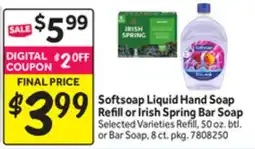 Stop&Shop Softsoap Liquid Hand Soap Refill or Irish Spring Bar Soap offer