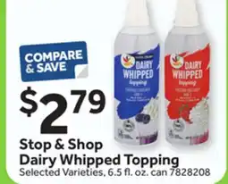 Stop&Shop Stop & Shop Dairy Whipped Topping offer
