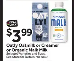 Stop&Shop Oatly Oatmilk or Creamer or Organic Malk Milk offer