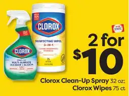 Weis Markets Clorox Clean-Up Spray 32 oz Clorox Wipes 75 ct offer