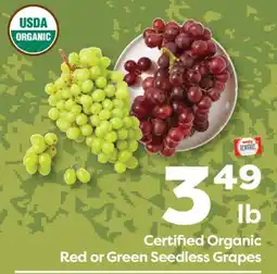Weis Markets Certified Organic Red or Green Seedless Grapes offer