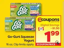 Weis Markets Go-Gurt Squeeze Yogurt offer