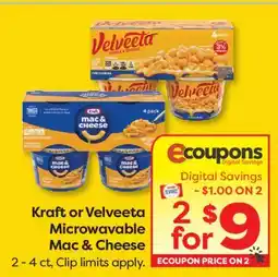 Weis Markets Kraft or Velveeta Microwavable Mac & Cheese offer