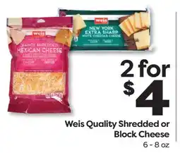 Weis Markets Weis Quality Shredded or Block Cheese offer