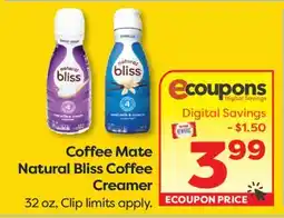 Weis Markets Coffee Mate Natural Bliss Coffee Creamer offer
