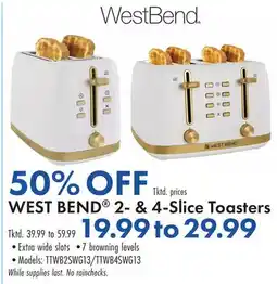 Boscov's WEST BEND 2- & 4-Slice Toasters offer