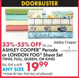 Boscov's ASHLEY COOPER Percale or LONDON FOG Sheet Set offer