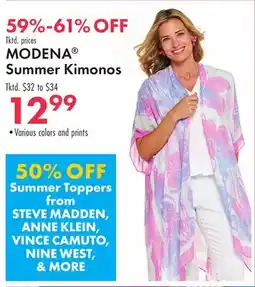 Boscov's MODENA Summer Kimonos offer