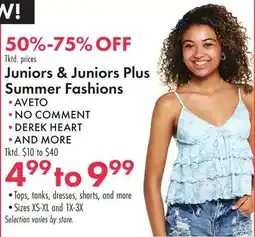Boscov's Juniors & Juniors Plus Summer Fashions offer