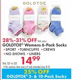 Boscov's GOLDTOE Womens 6-Pack Socks offer