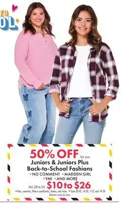 Boscov's Juniors & Juniors Plus Back-to-School Fashions offer