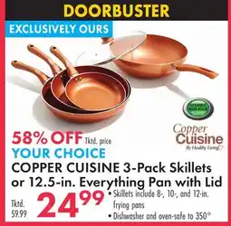 Boscov's COPPER CUISINE 3-Pack Skillets or 12.5-in. Everything Pan with Lid offer