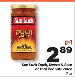 Weis Markets Sun Luck Duck, Sweet & Sour or Thai Peanut Sauce offer