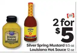 Weis Markets Silver Spring Mustard 9.5 oz Louisiana Hot Sauce 12 oz offer