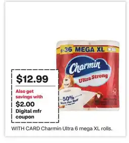 CVS Charmin Ultra 6 mega XL rolls offer