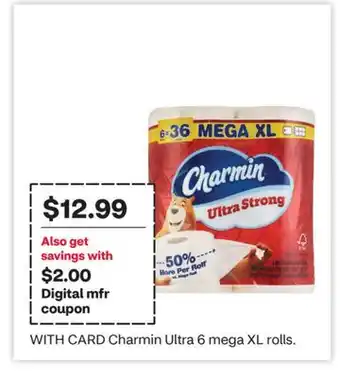 CVS Charmin Ultra 6 mega XL rolls offer
